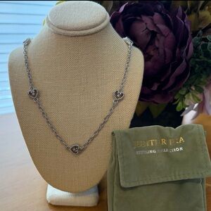 Judith Ripka Silver Chain Necklace with Heart Accents